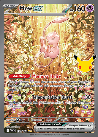 Mew ex 152/128 — 30th Celebration Pokémon card