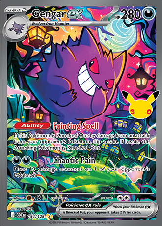 Gengar ex 154/128 — 30th Celebration Pokémon card