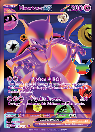 Mewtwo ex 157/128 — 30th Celebration Pokémon card
