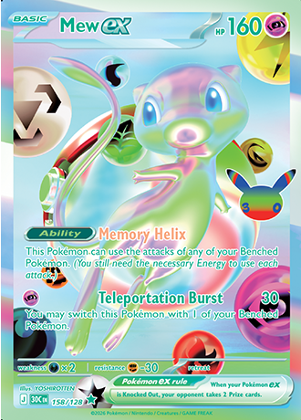 Mew ex 158/128 — 30th Celebration Pokémon card