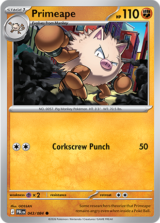 Primeape 043/084 — Pitch Black Pokémon card
