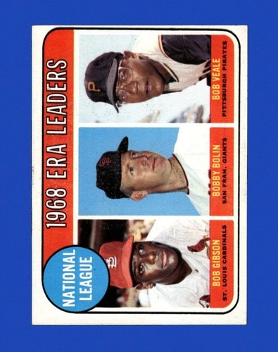 National League 1968 ERA Leaders (Bob Gibson / Bobby Bolin / Bob Veale) #8 1969 Topps card