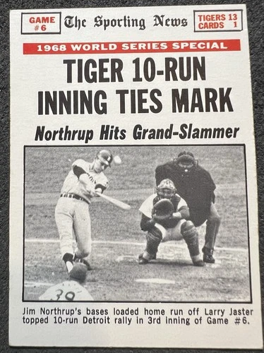 World Series Game #6 Tiger 10 Run Inning Ties Mark #167 1969 Topps card