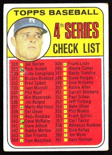 4th Series Check List: 328 425 #314 1969 Topps card