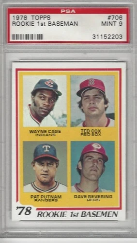1978 Rookie First Basemen (Wayne Cage / Ted Cox / Pat Putnam / Dave Revering) #706 1978 Topps card